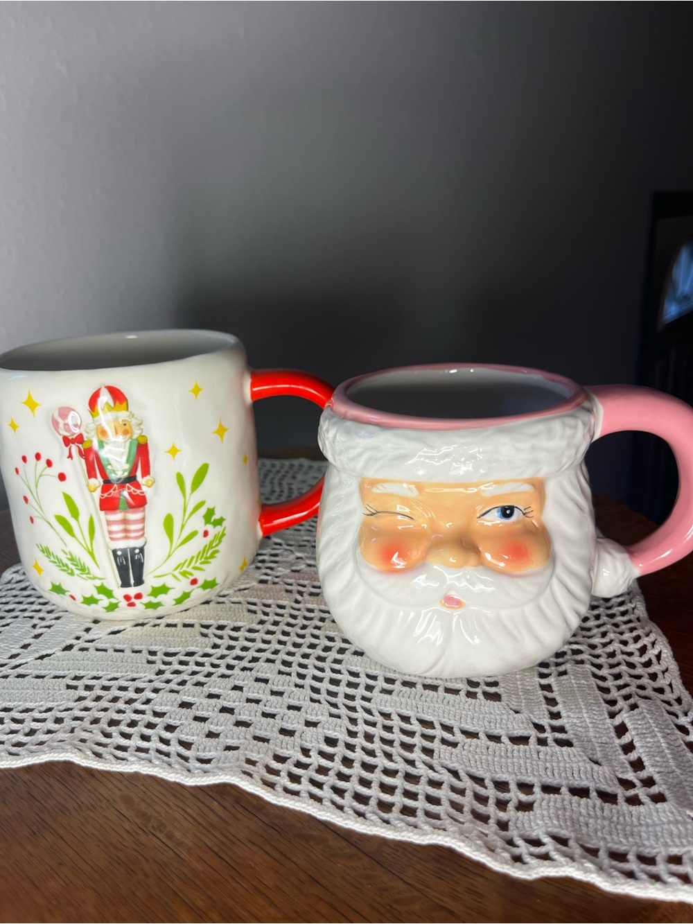 NWT World Market Christmas 2 Mug Bundle - Vintage Santa & Nutcracker**